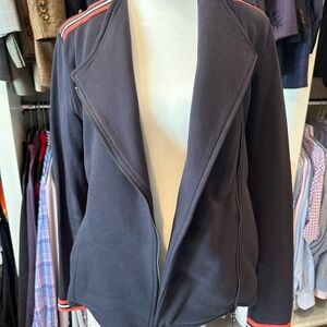 Elegant Navy Blazer with Red Trim